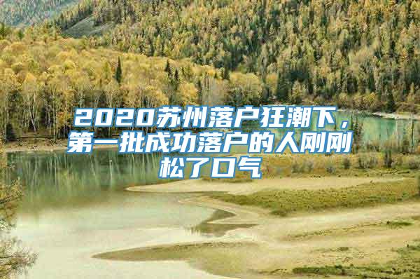 2020苏州落户狂潮下，第一批成功落户的人刚刚松了口气