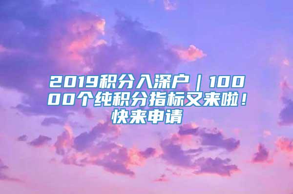 2019积分入深户｜10000个纯积分指标又来啦！快来申请