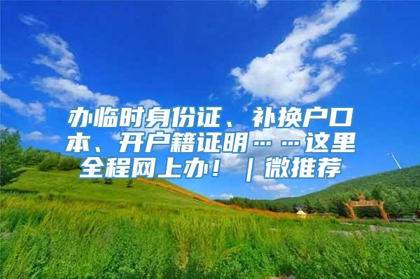 办临时身份证、补换户口本、开户籍证明……这里全程网上办！｜微推荐