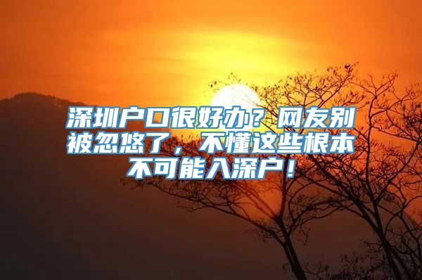 深圳户口很好办？网友别被忽悠了，不懂这些根本不可能入深户！