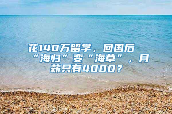 花140万留学，回国后“海归”变“海草”，月薪只有4000？