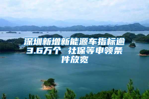 深圳新增新能源车指标逾3.6万个 社保等申领条件放宽