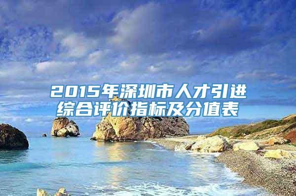 2015年深圳市人才引进综合评价指标及分值表