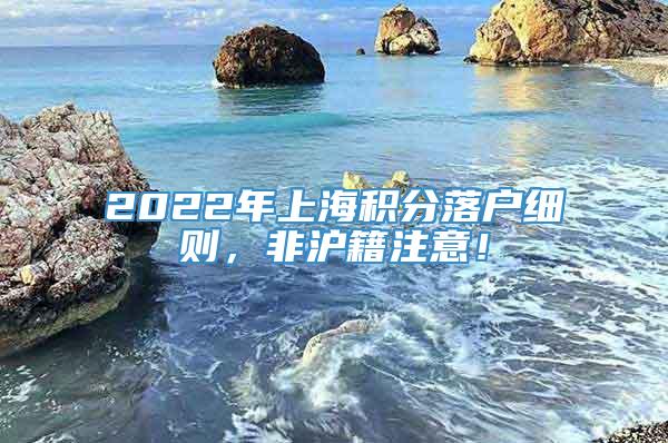 2022年上海积分落户细则，非沪籍注意！