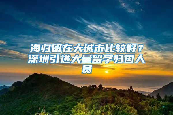 海归留在大城市比较好？深圳引进大量留学归国人员