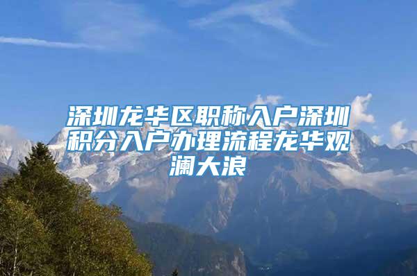 深圳龙华区职称入户深圳积分入户办理流程龙华观澜大浪