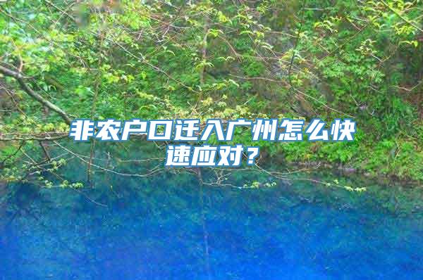 非农户口迁入广州怎么快速应对？