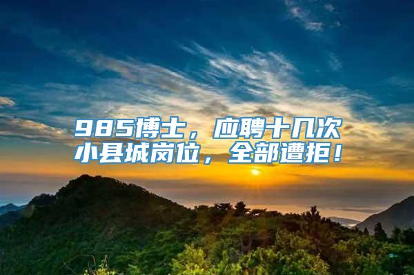 985博士，应聘十几次小县城岗位，全部遭拒！