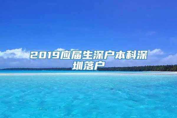 2019应届生深户本科深圳落户