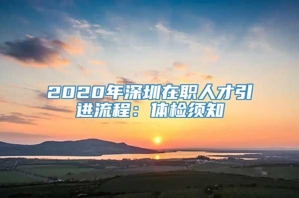 2020年深圳在职人才引进流程：体检须知