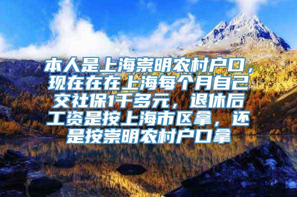 本人是上海崇明农村户口，现在在在上海每个月自己交社保1千多元，退休后工资是按上海市区拿，还是按崇明农村户口拿