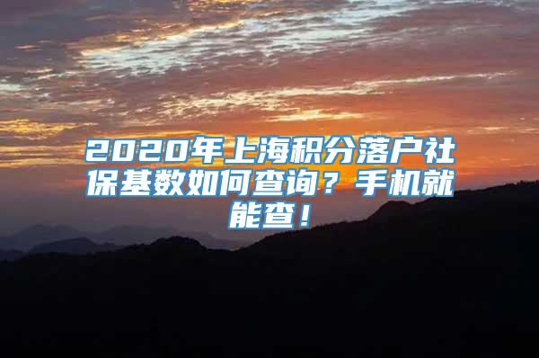 2020年上海积分落户社保基数如何查询？手机就能查！