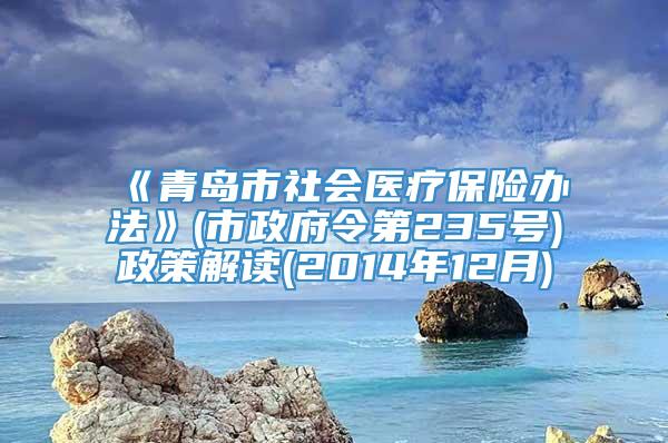 《青岛市社会医疗保险办法》(市政府令第235号)政策解读(2014年12月)