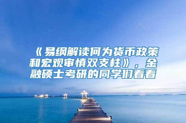 《易纲解读何为货币政策和宏观审慎双支柱》，金融硕士考研的同学们看看