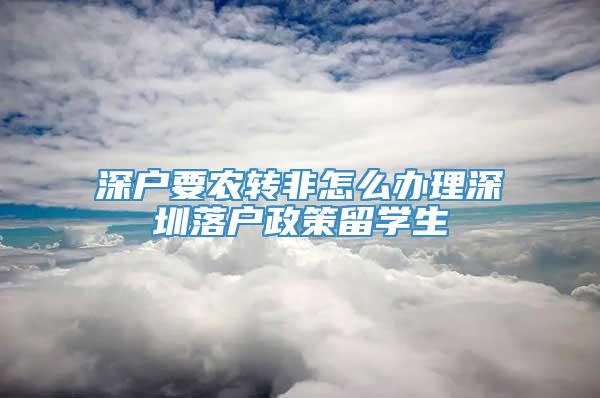 深户要农转非怎么办理深圳落户政策留学生