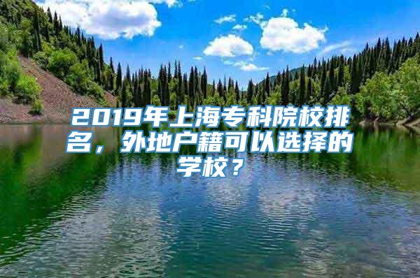 2019年上海专科院校排名，外地户籍可以选择的学校？