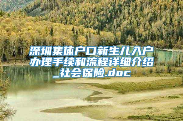 深圳集体户口新生儿入户办理手续和流程详细介绍_社会保险.doc