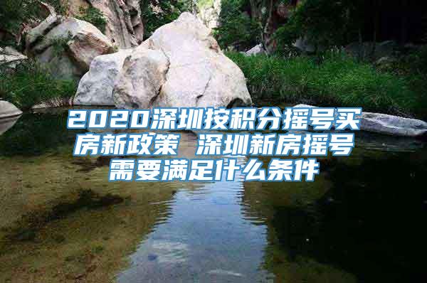 2020深圳按积分摇号买房新政策 深圳新房摇号需要满足什么条件