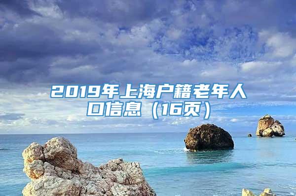 2019年上海户籍老年人口信息（16页）