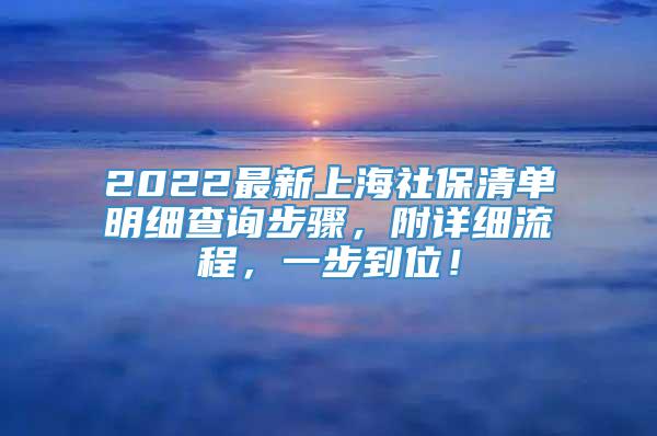 2022最新上海社保清单明细查询步骤，附详细流程，一步到位！