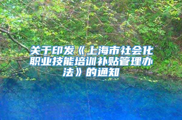 关于印发《上海市社会化职业技能培训补贴管理办法》的通知