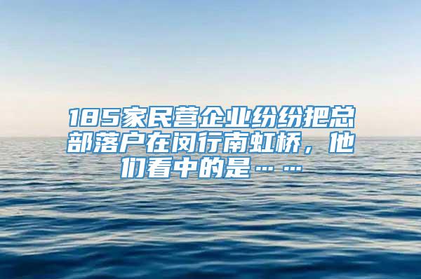 185家民营企业纷纷把总部落户在闵行南虹桥，他们看中的是……