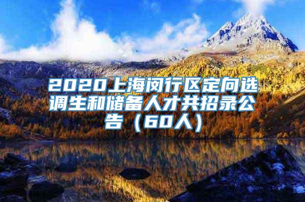 2020上海闵行区定向选调生和储备人才共招录公告（60人）