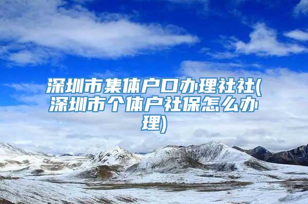 深圳市集体户口办理社社(深圳市个体户社保怎么办理)