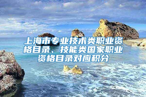 上海市专业技术类职业资格目录、技能类国家职业资格目录对应积分