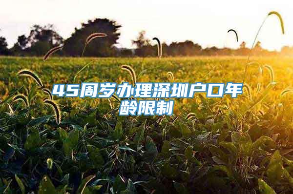 45周岁办理深圳户口年龄限制