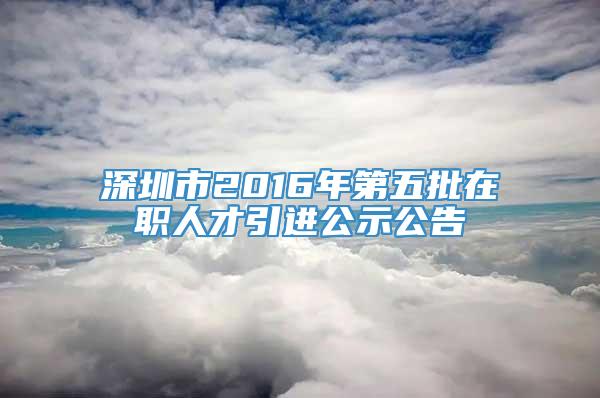 深圳市2016年第五批在职人才引进公示公告