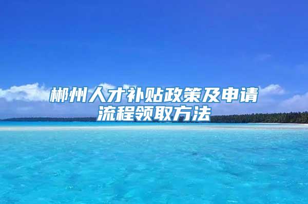 郴州人才补贴政策及申请流程领取方法