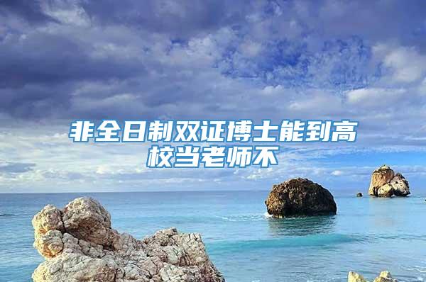 非全日制双证博士能到高校当老师不