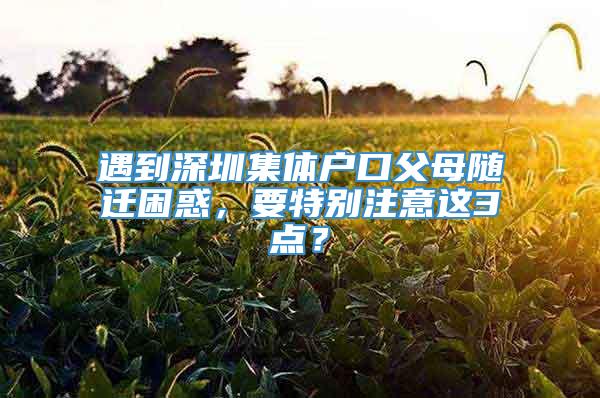 遇到深圳集体户口父母随迁困惑，要特别注意这3点？