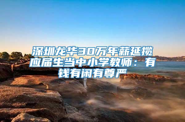 深圳龙华30万年薪延揽应届生当中小学教师：有钱有闲有尊严