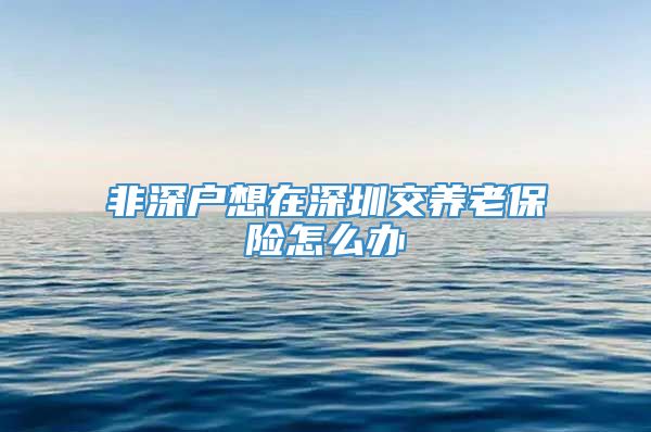 非深户想在深圳交养老保险怎么办