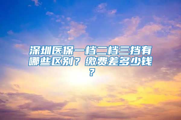 深圳医保一档二档三挡有哪些区别？缴费差多少钱？