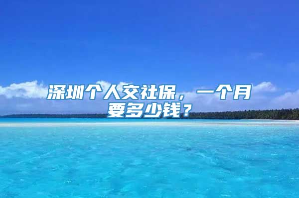 深圳个人交社保，一个月要多少钱？