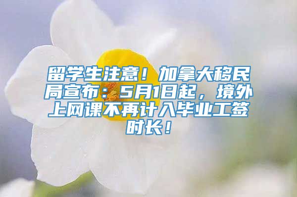 留学生注意！加拿大移民局宣布：5月1日起，境外上网课不再计入毕业工签时长！