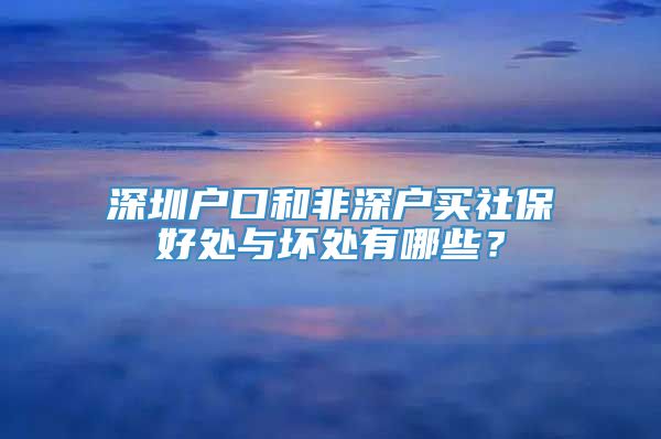 深圳户口和非深户买社保好处与坏处有哪些？