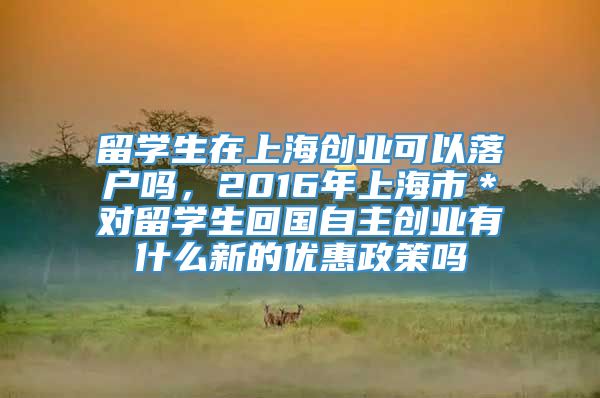 留学生在上海创业可以落户吗，2016年上海市＊对留学生回国自主创业有什么新的优惠政策吗