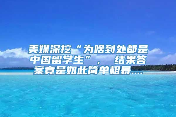 美媒深挖“为啥到处都是中国留学生”， 结果答案竟是如此简单粗暴....