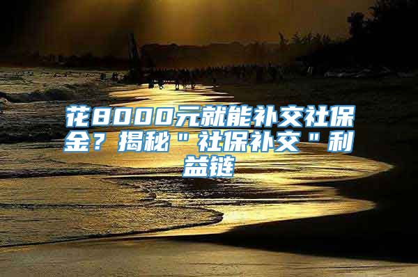 花8000元就能补交社保金？揭秘＂社保补交＂利益链