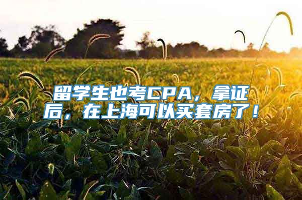 留学生也考CPA，拿证后，在上海可以买套房了！