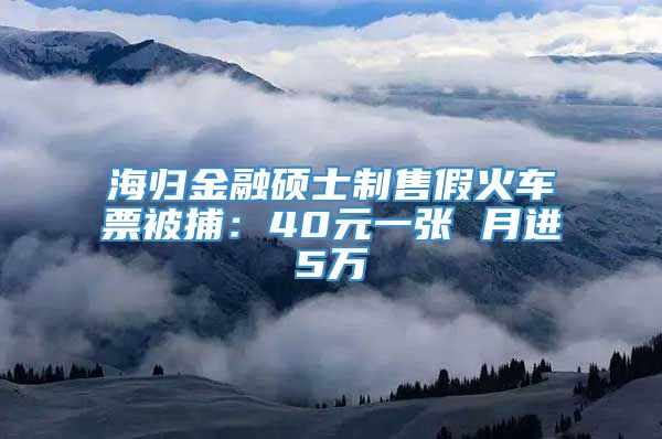 海归金融硕士制售假火车票被捕：40元一张 月进5万