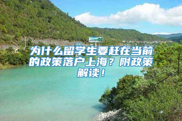 为什么留学生要赶在当前的政策落户上海？附政策解读！