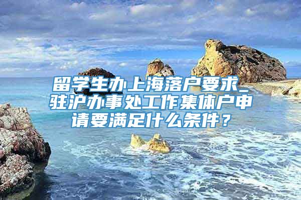 留学生办上海落户要求_驻沪办事处工作集体户申请要满足什么条件？