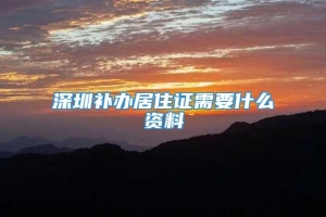 深圳补办居住证需要什么资料