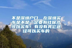 不是深圳户口，在深圳买车是不是一定要有社保才可以买车！有没有其它途径可以买车的