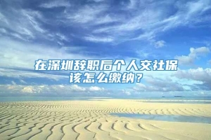 在深圳辞职后个人交社保该怎么缴纳？